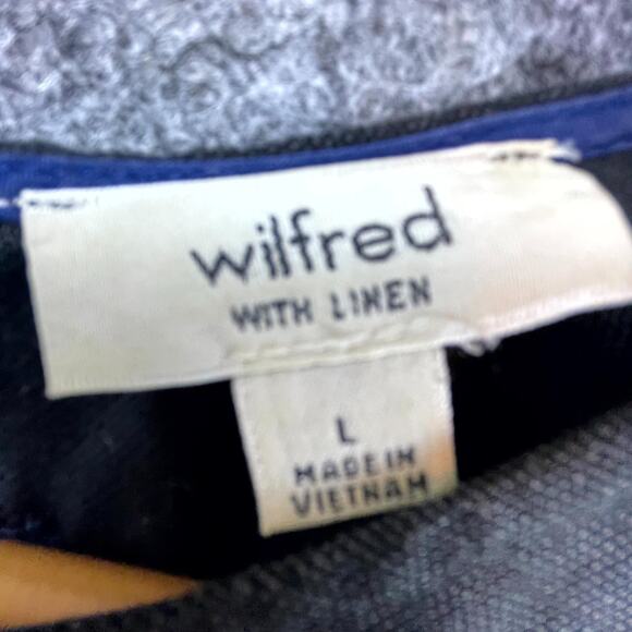 Aritzia Wilfred Trompette Dress Women L Black Blue Geometric Linen Summery Swing - Picture 4 of 6